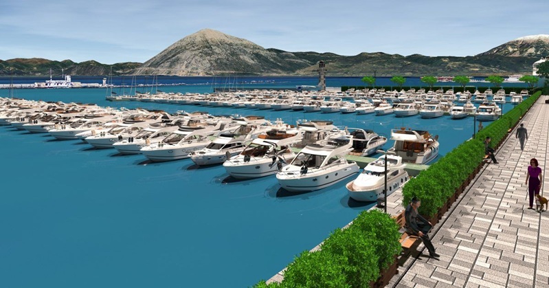 Eine visuelle Darstellung des geplanten Patradise Yacht Marina in Patras, einem wichtigen Bestandteil des Masterplans des Hafens, der auf den Ausbau der Kapazitäten für den Yacht- und Seetourismus abzielt. Fotoquelle: Hafenbehörde von Patras
