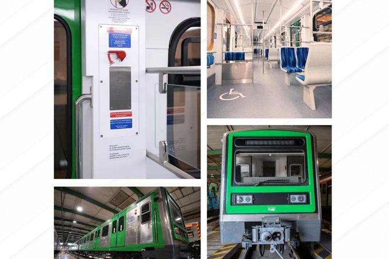 Renderings der modernisierten Züge der Athener Linie 1, die Teil des griechischen Modernisierungsprogramms sind, mit dem das Fahrgasterlebnis verbessert und die Taktfrequenz im gesamten städtischen Schienennetz erhöht werden soll. Bildquelle: STASY