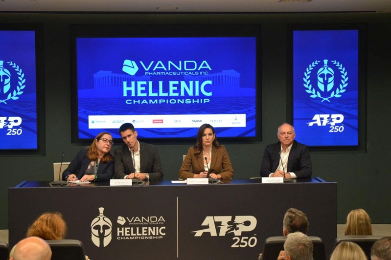 Pressekonferenz zur Ankündigung des ATP-250-Turniers „Vanda Pharmaceuticals Hellenic Championship“.